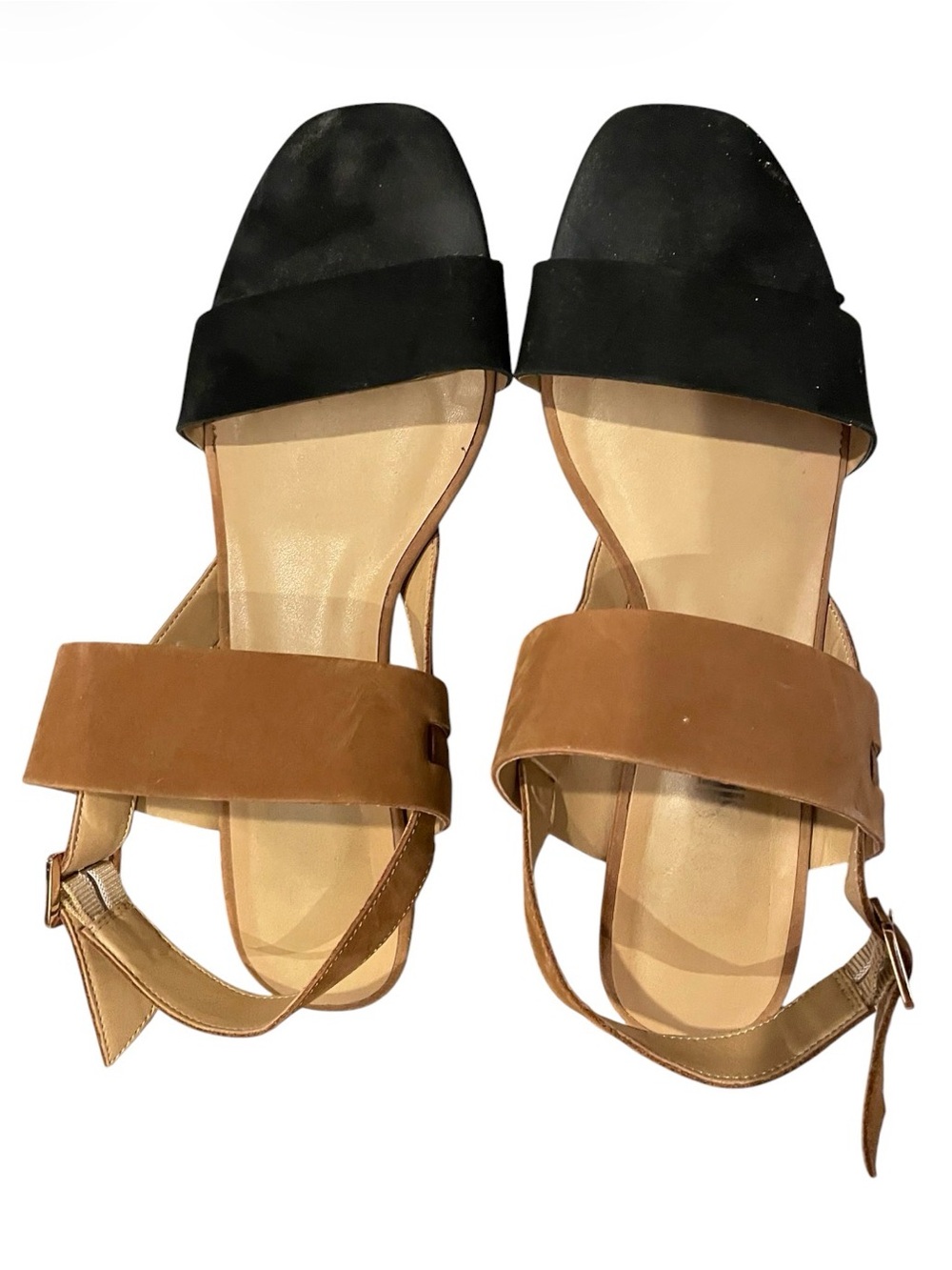Women's Two-Tone Black and Brown Slingback Sandals